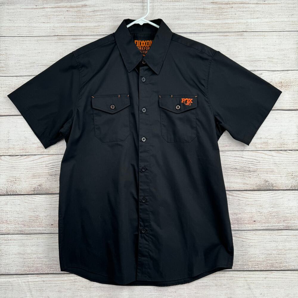 Dixxon Workforce Fox Factory Racing Button Down Shirt Mens Large Black Orange